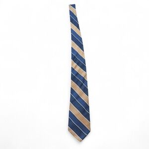 Vintage 90s Stafford Navy Blue & Gold Repp Stripe Silk Tie